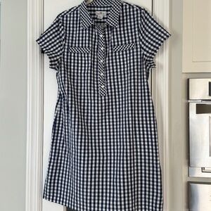 Vineyard Vines Gingham Navy & White Polo Style Shirt Dress, cotton, Size 12‎
